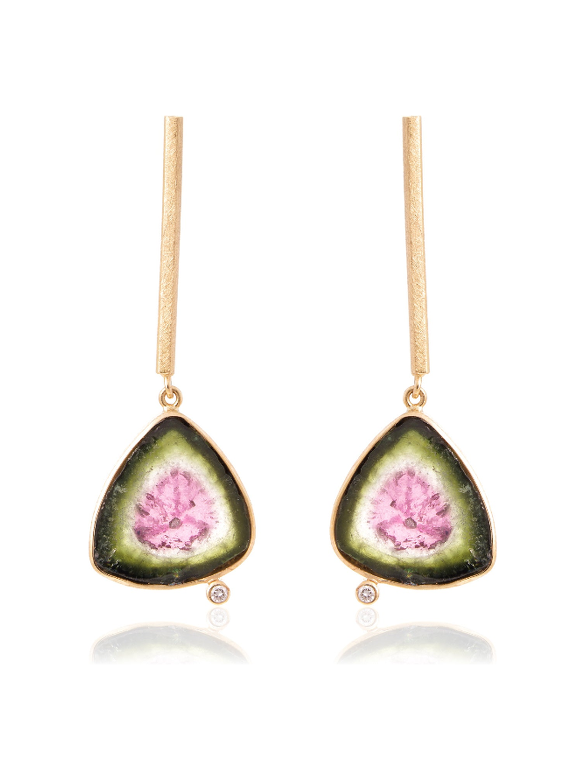Pendientes Makila Turmalina Sandía y Diamante