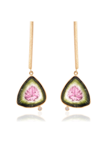 Pendientes Makila Turmalina Sandía y Diamante