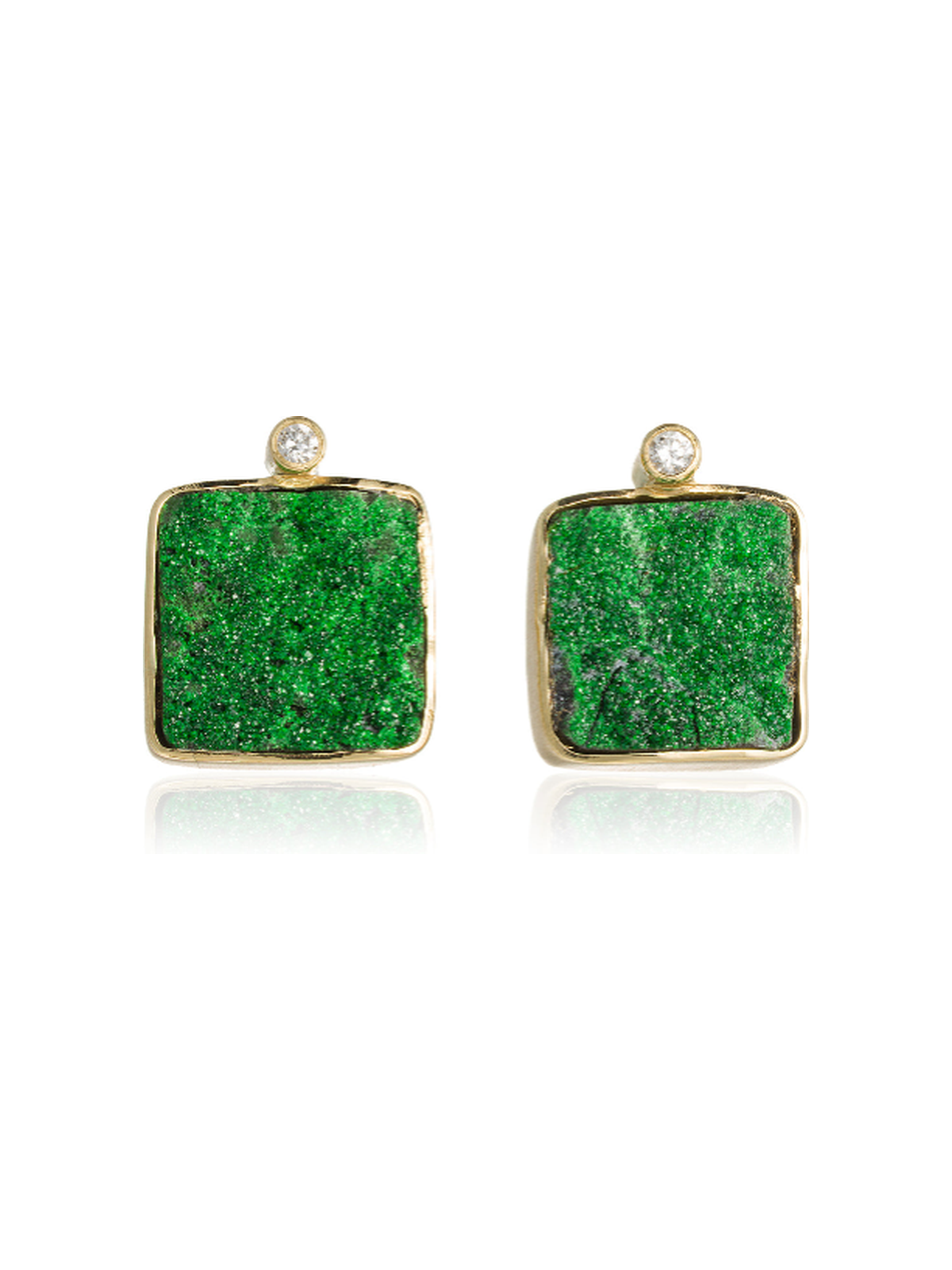 Pendientes Uvarovita Laukis Diamante Oro