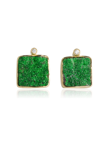 Pendientes Uvarovita Laukis Diamante Oro