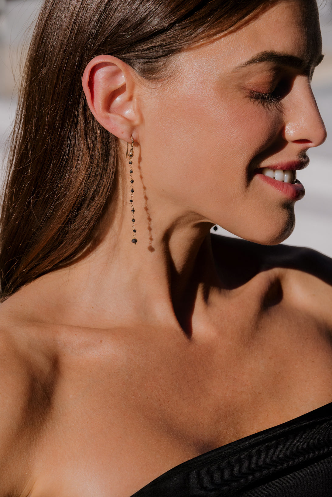 Pendientes Sirimiri Diamante Negro Oro