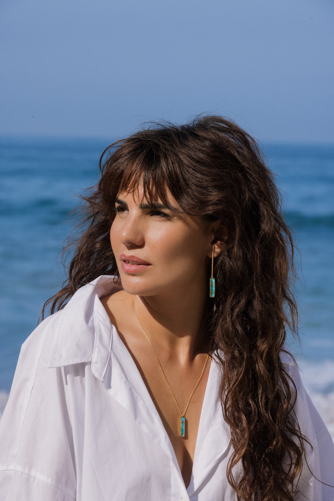 Pendientes Makila Baguette Turquesa Mosaico