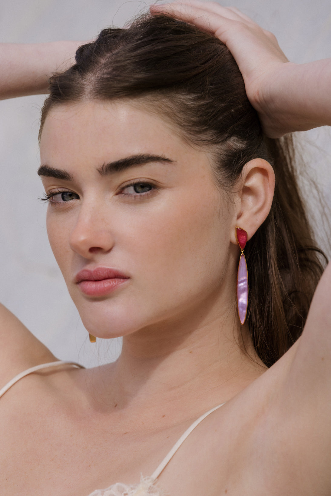 Pendientes Bikoitza Turmalina Rosa