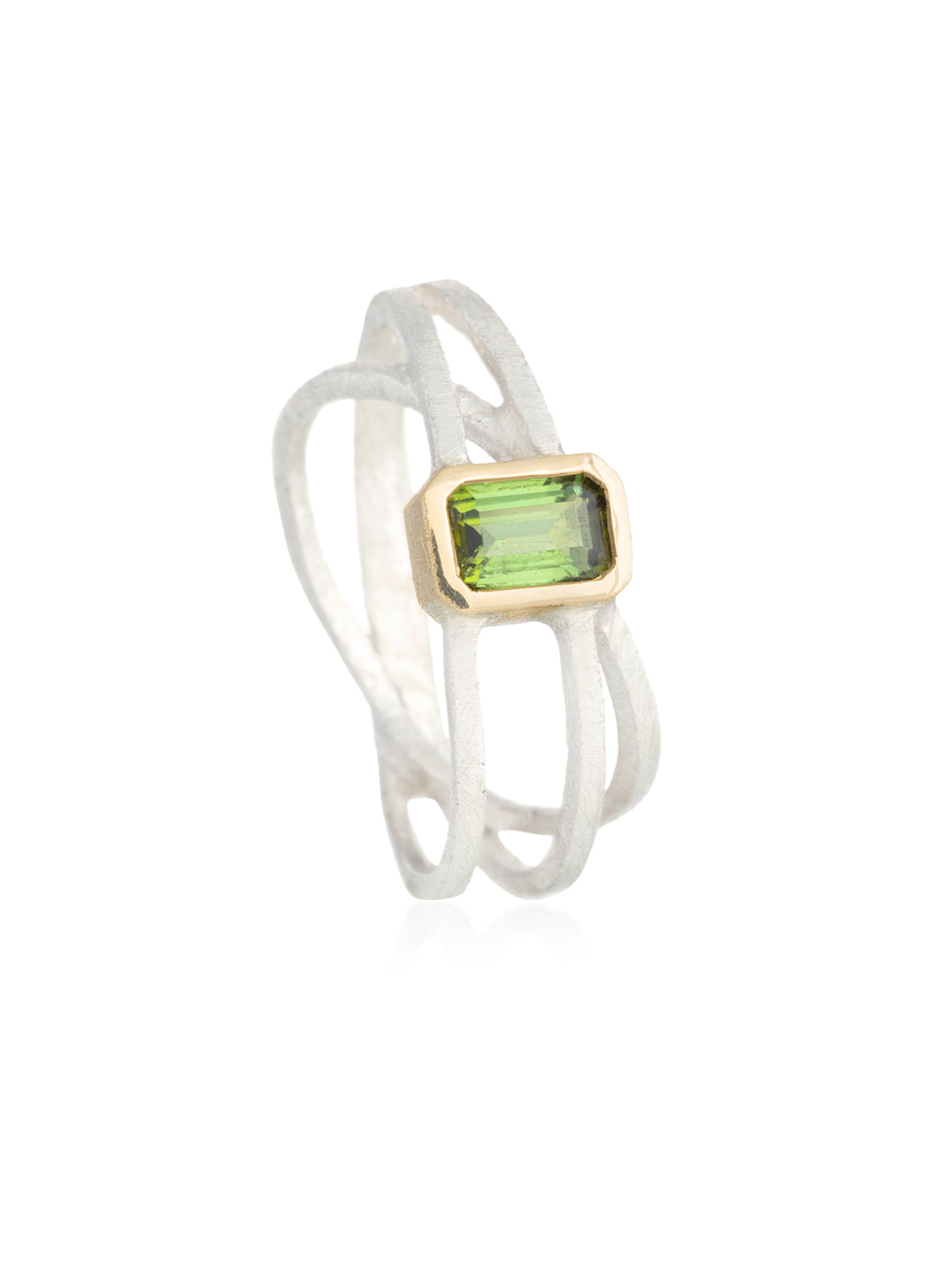 Anillo Cruzado Turmalina Verde