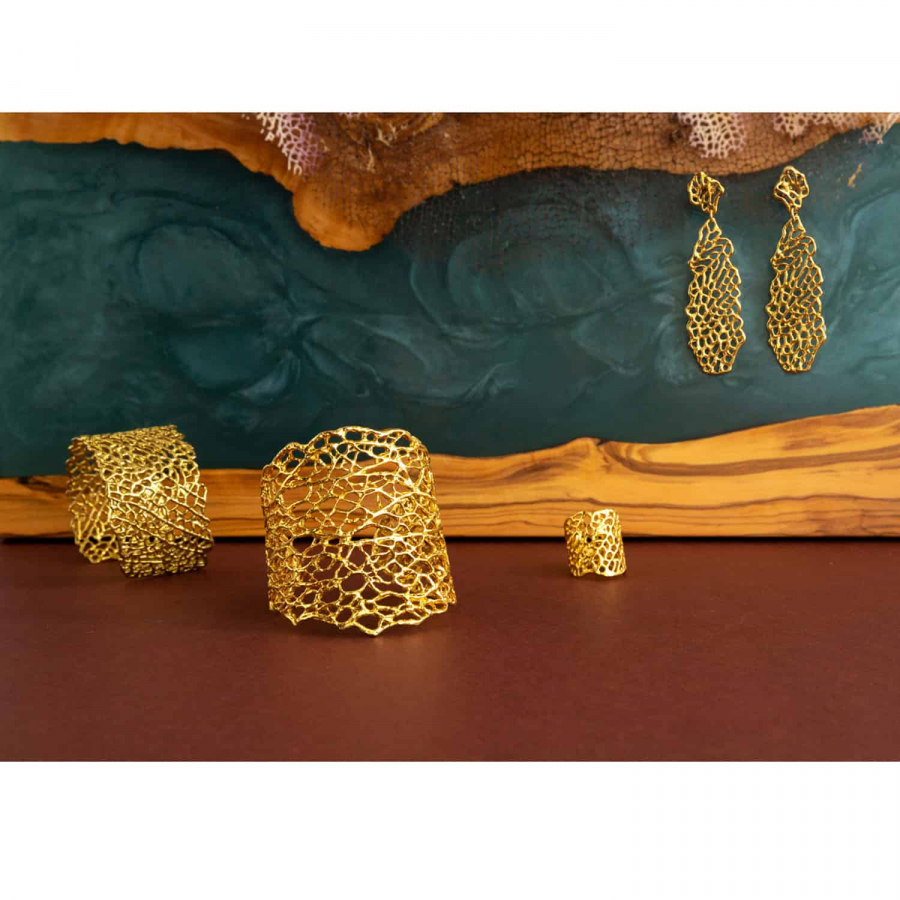 coleccion coral, joyas artesanales, baño de oro